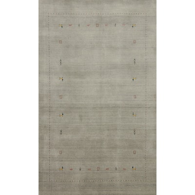 Hand Knotted Oriental 100% Wool Carpet Tribal Animal Pictorial Beige & Ivories Gabbeh Area Rug - 7' 9'' X 5' 0''