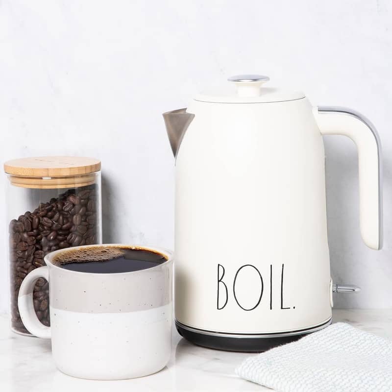 Rae Dunn Electric Hot Water Kettle - Stainless Steel, Swivel Base-Dry Protection, Easy Pour Pitcher, 1.7 Liters