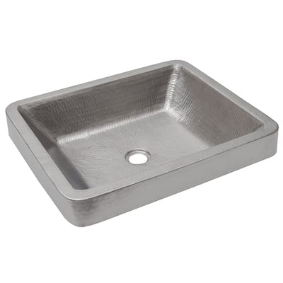 19" Rectangle Skirted Vessel Hammered Copper Sink in Nickel (VREC19SKEN)