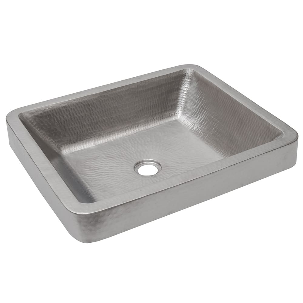 19" Rectangle Skirted Vessel Hammered Copper Sink in Nickel (VREC19SKEN)
