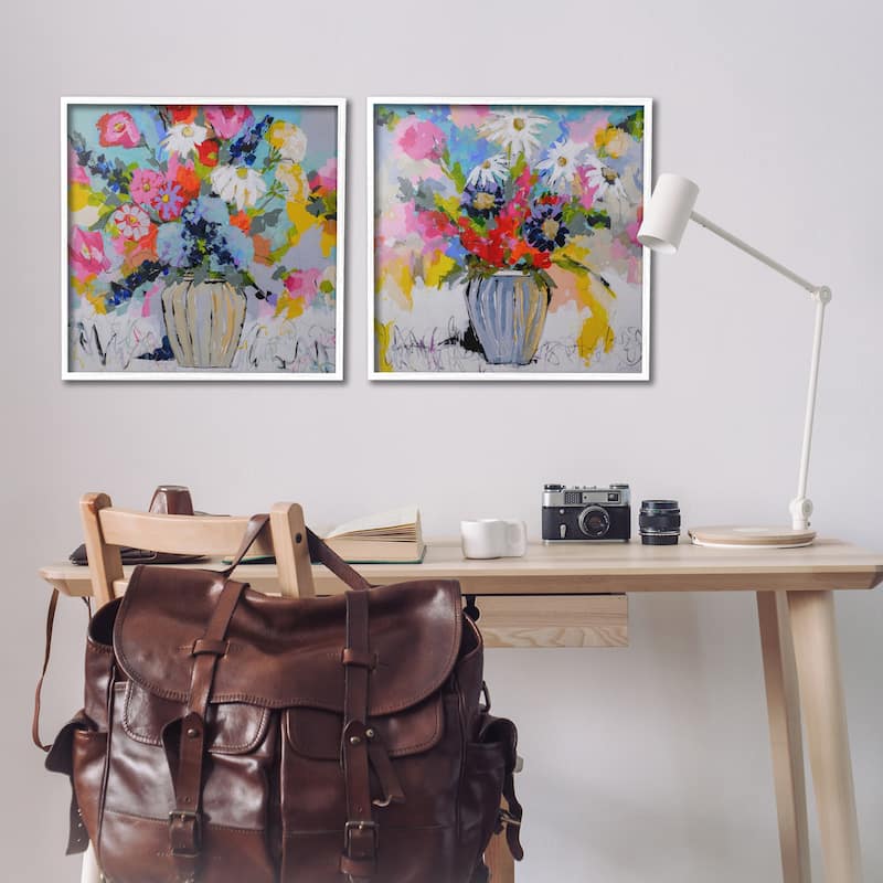 Stupell Vibrant Flower Vase Collection Framed Giclee Art Design By Joan Curtis (Set of 2)