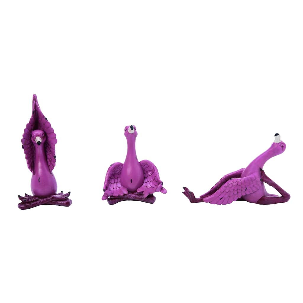 Transpac Resin Yoga Flamingo Figurine Set of 3 Spring Home Decorations