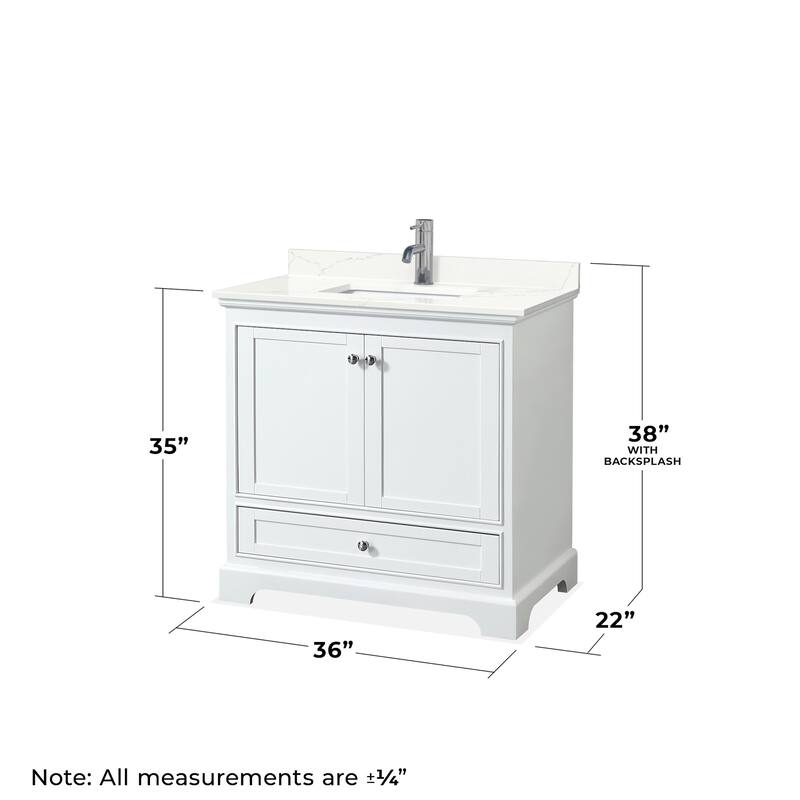Wyndham Collection WCS202036S-QTZ-UNSMXX Deborah 36" Free Standing