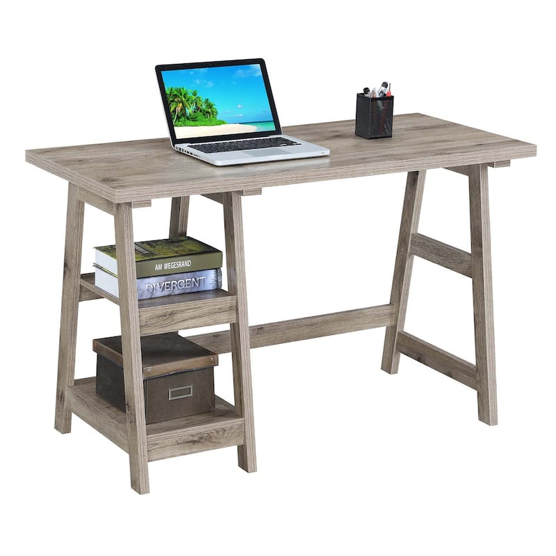 Convenience Concepts Designs2Go Trestle Desk with Shelves