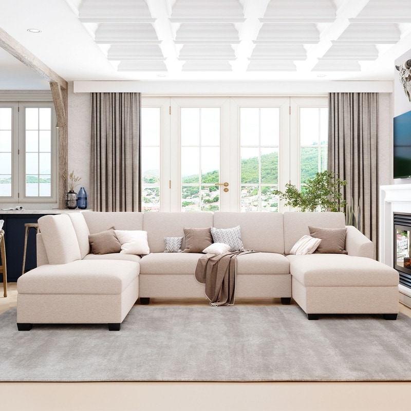 Direct Wicker U-Shape Double Extra Wide Sectional Sofa