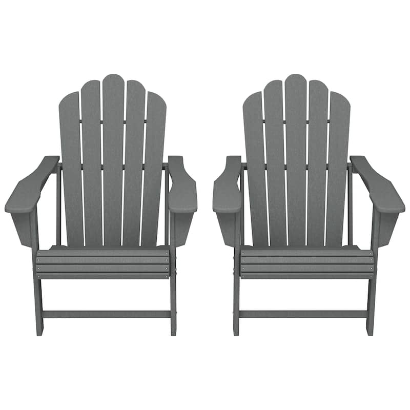 Aderson Outdoor Poly Adirondack Chair with Cupholders (Set of 2) - Gray