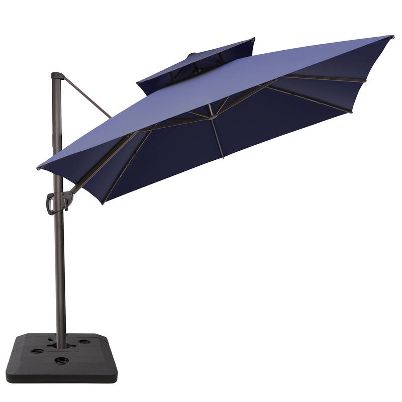 Crestlive Products 11 FT Square Patio Offset Cantilever Umbrella with Base