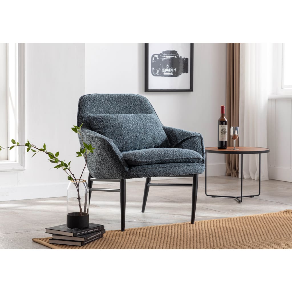 Porthos Home Hali Fabric Upholstered Accent Chair with Pillow, Steel Legs