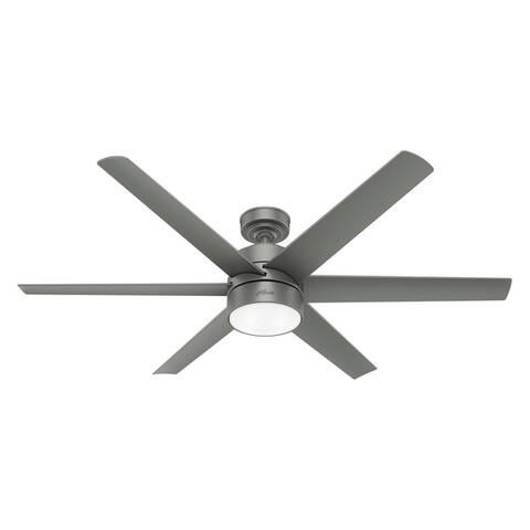 Hunter 60" Solaria Outdoor Damp Rated Ceiling Fan with LED Light Kit and Wall Control