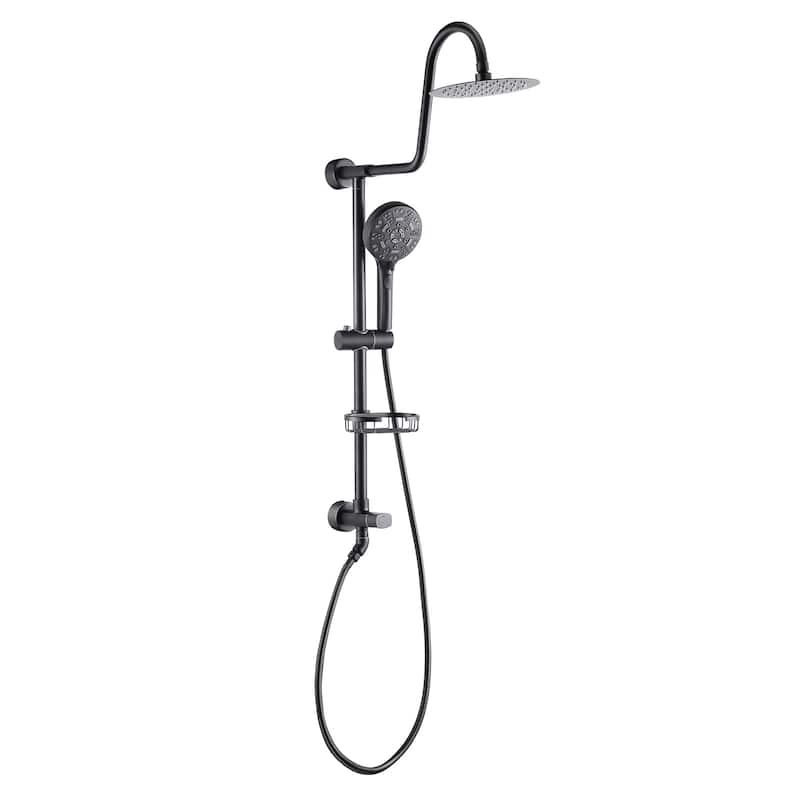 WOWOW Wall Bar Shower Kit 8 in. Rain Shower Head with Hand Shower - Black