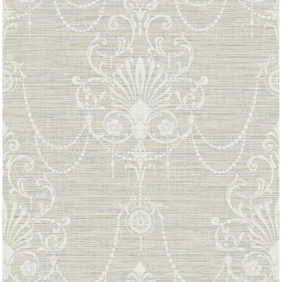 Seabrook Designs Roksolana Chandelier Damask Unpasted Wallpaper