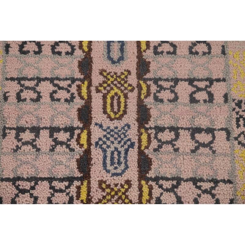 Tribal Geometric Khotan Runner Rug Hand-Knotted Wool Carpet - 2'7"x 8'0"