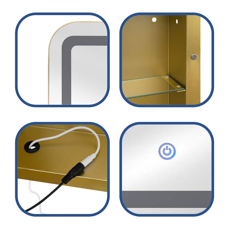 Rectangle Wall-Mounted LED Medicine Cabinet Mirror