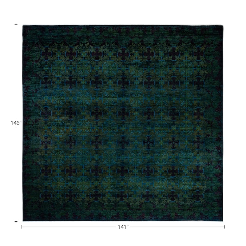 Overton Handknotted Wool Vintage Inspired Contemporary Suzani Gray Area Rug - 12' 2" x 11' 9"