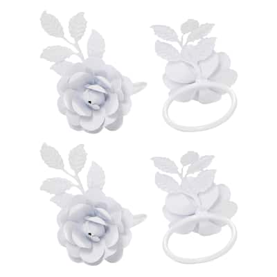 VIBHSA Napkin Rings Set of 12 (White Rose)
