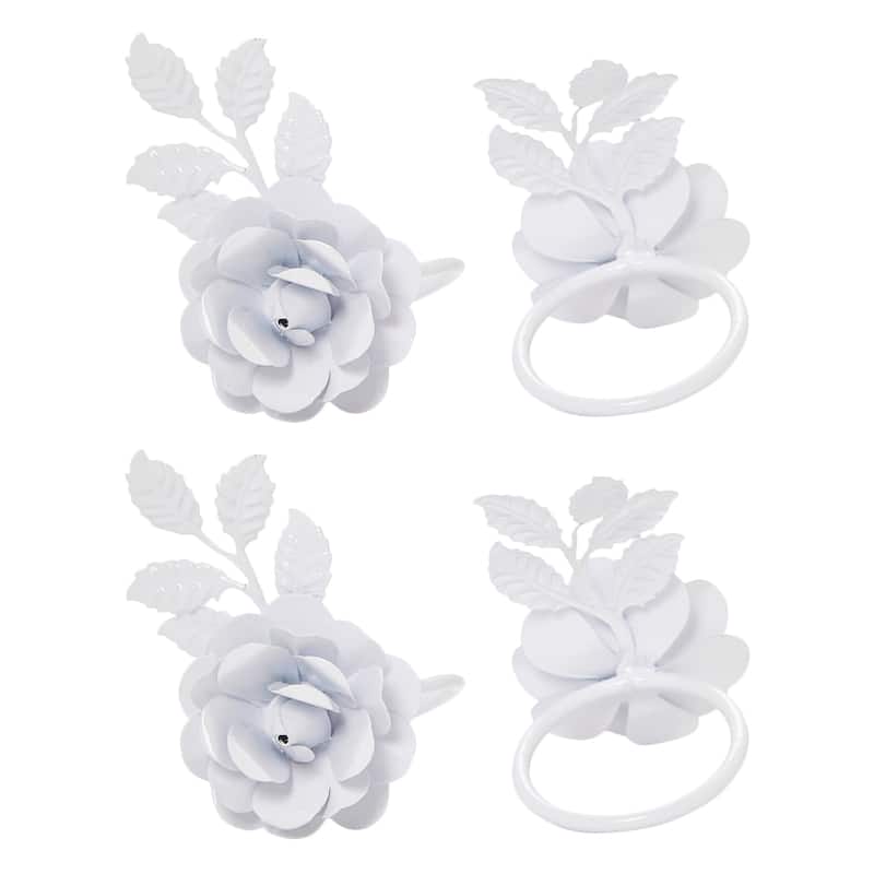 VIBHSA Napkin Rings Set of 8 (White Rose)
