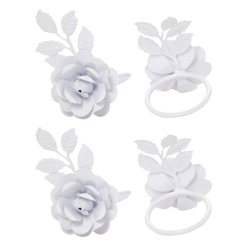VIBHSA Napkin Rings Set of 8 (White Rose)