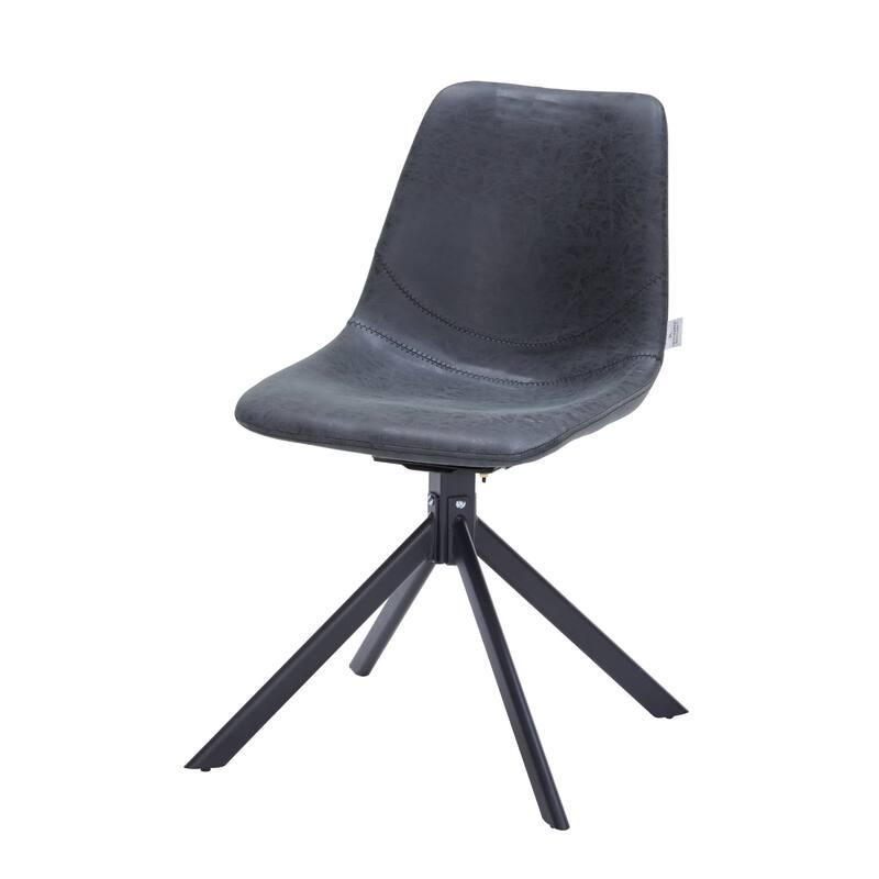 Markley Leather Dining Chair 360 Degree Swivel with Iron legs Modern Accent Side Chair Set of 2