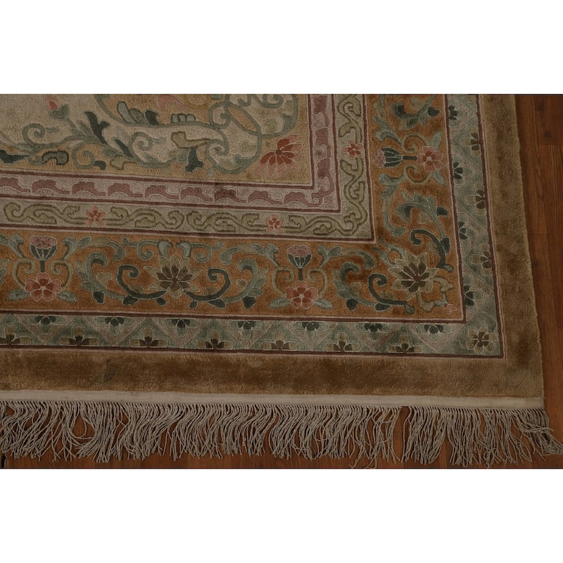 Handmade Art Deco Chinese Antique Area Rug Oriental Silk Carpet - 7'11" x 10'1"