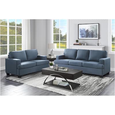 Jobyna Blue Textured Fabric Living Room Set