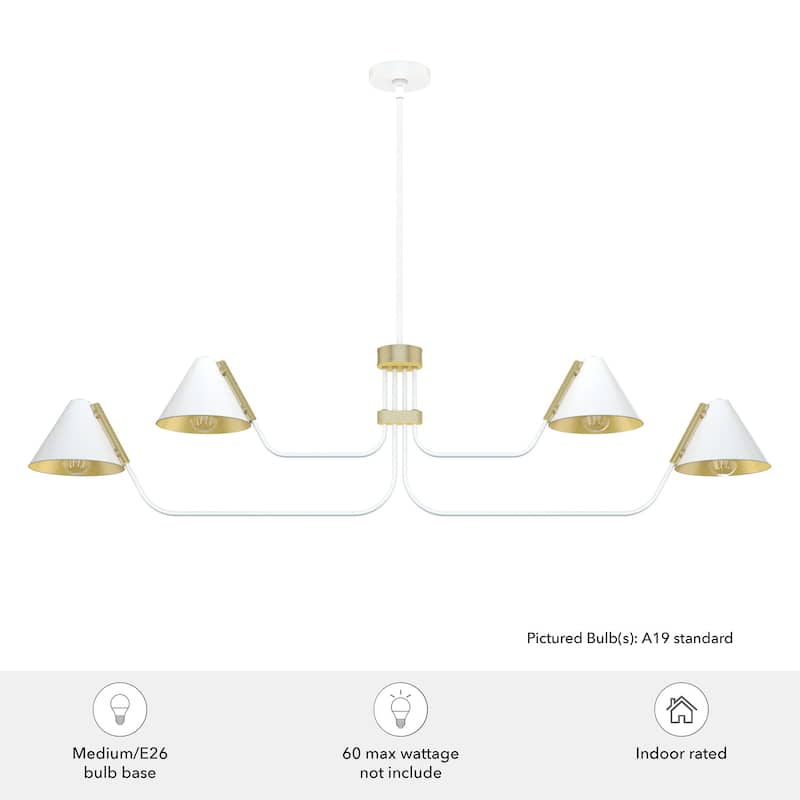 Hunter Grove Isle 4-Light Linear Chandelier - Dining Room, Kitchen Island - Mid-Century Modern, Minimalist