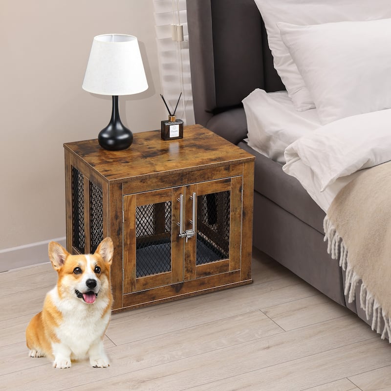 Furniture Dog Crate With Tray For Large Dogs, Indoor Aesthetic Puppy Kennel Pet House Dog Cage With Door