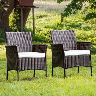 2-Piece Patio Wicker Chairs with Cozy Seat Cushions