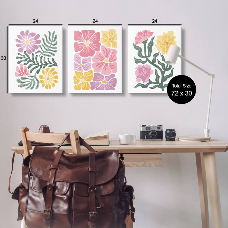 Stupell Minimal Spring Hue Flowers Canvas Wall Art Design By Kim Allen (Set of 3)