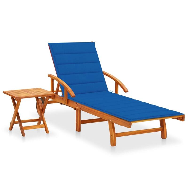 vidaXL Patio Lounge Chair Sunbed Sunlounger with Cushion Solid Acacia Wood