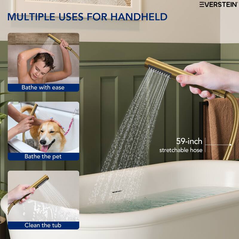 Freestanding Tub Faucet with Hand Shower,Modern Floor-Mount Bathtub Faucet