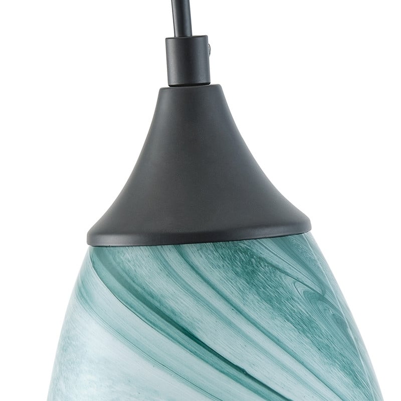 Black Metal and Glass Pendant Light for Kitchen Island Dining Room