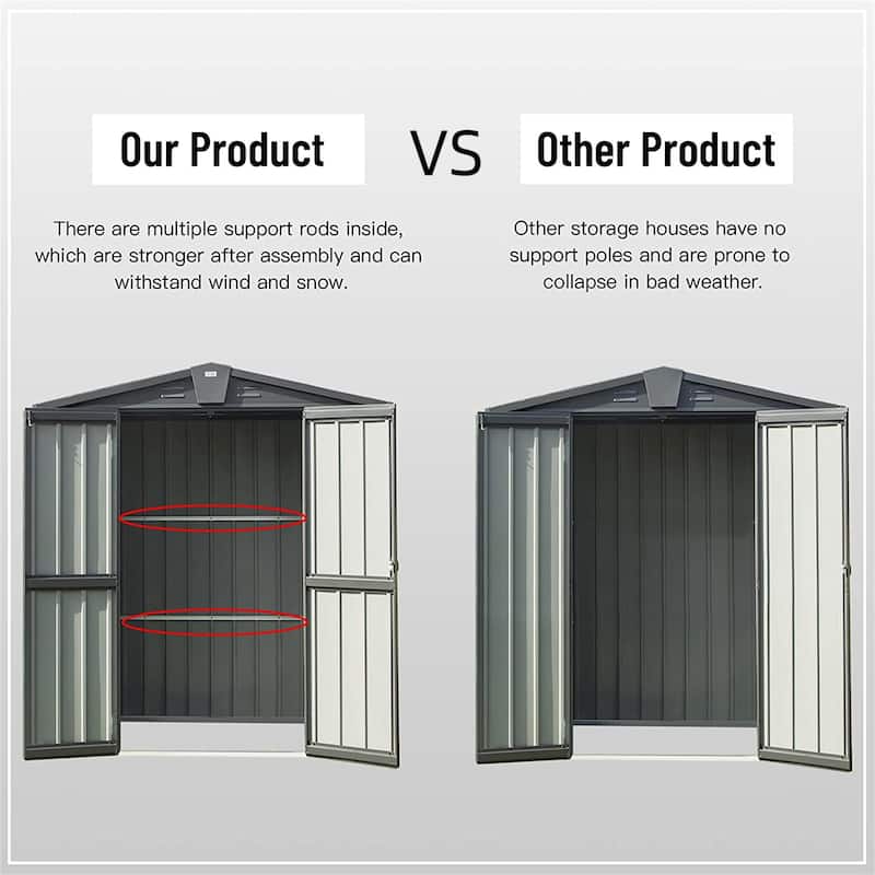 Anti Rust Outdoor Metal Storage Shed Garden Shed with Lockable Double Doors, Water-Roof Tool Shed, Air Vents