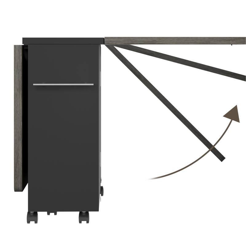 47.2 inch Modern Folding Dining Table with Drop Leaf and 2 Storage Racks - 47.2"D x 23.6"W x 31.9"H