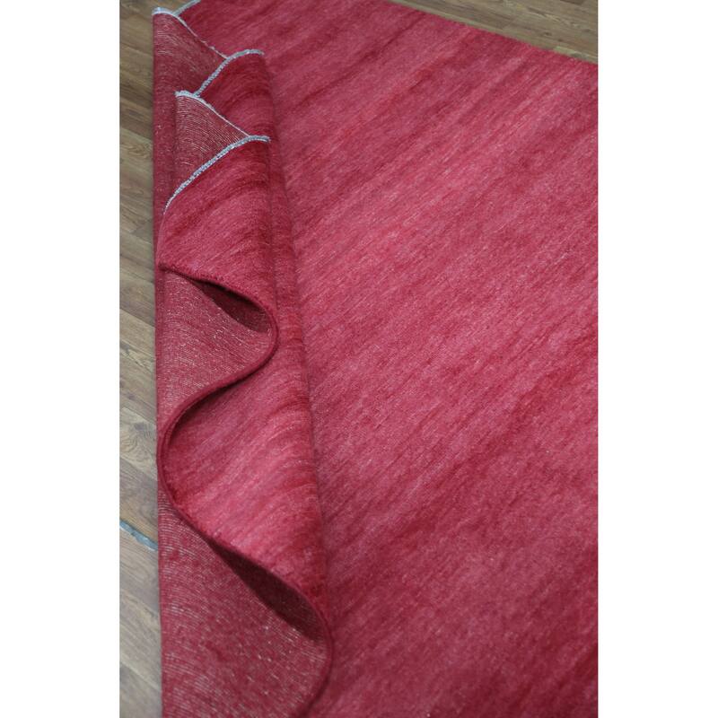 Hand Knotted Oriental 100% Wool Carpet Modern Solid Red Gabbeh Area Rug - 9' 2'' X 6' 1''