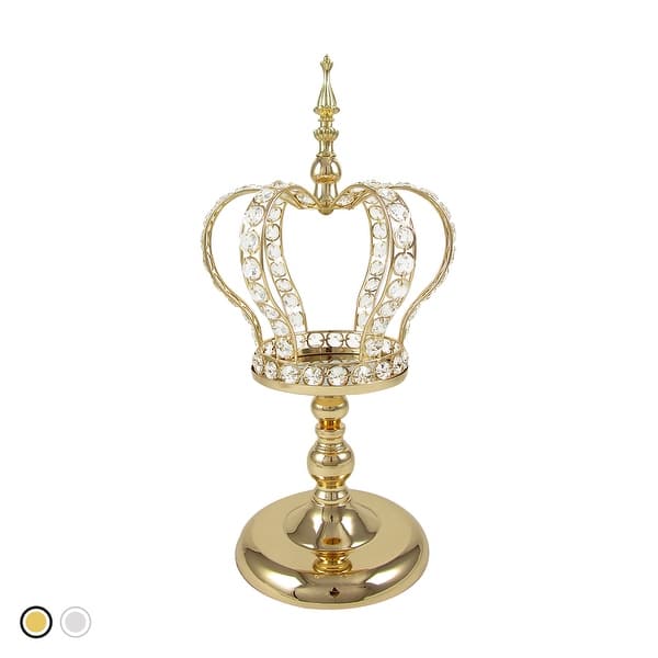slide 2 of 19, Crystal Bead Crown Decor Centerpiece Accent Piece Tabletop with Mirror Stand