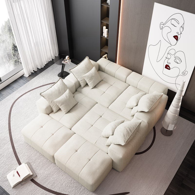 Modern Oversized Modular Sectional Sofa,with 8 Pillows,8 PCS DIY Combination Tufted Sofa