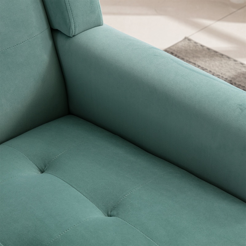 Mint Green Stylish Upholstered Seating Armchair with Tapered Metal Legs, Single Sofa Chair Accent Chair with Flared Armrests