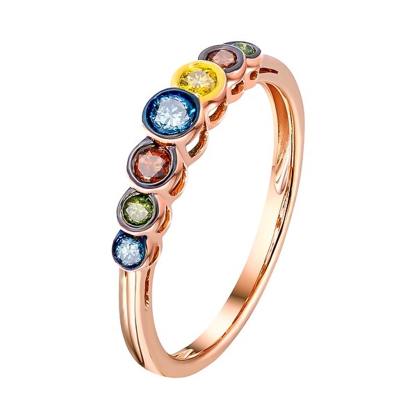 Prism Jewel 0.25 Carat Round Brilliant Cut Multi Color Diamond 7-Stone Ring
