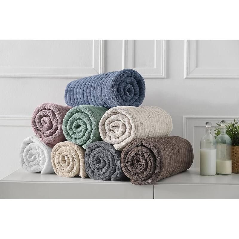 Classic Turkish Towels 100% Turkish Cotton Bath Sheets Plush Ribbed 3 Piece 40x65" - 40x65