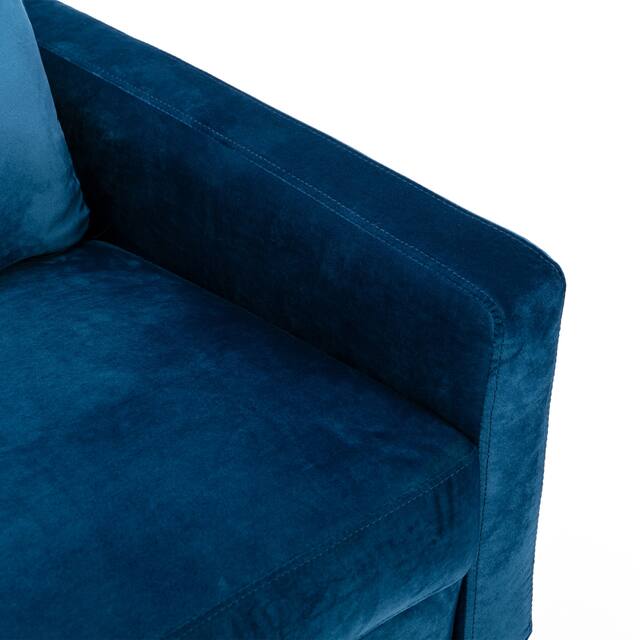 Modern Loveseat Square Arms Upholstered Velvet Sofa with Pillows