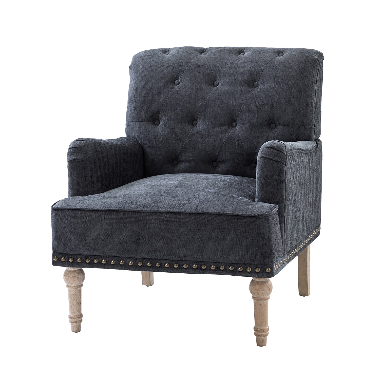Mid century inspired Armchair Accent Chairs with Wood Carved Legs
