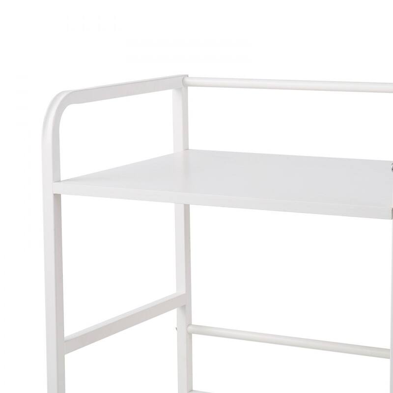 White Kids Toy Organizer with 4 Compartments and Metal Basket Top Shelf and Anti-Tip Design - 33.31 x 11.81 x 32.28 in