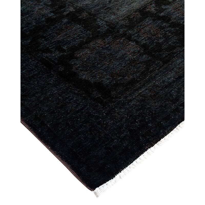 Overton Hand Knotted Wool Vintage Inspired Modern Contemporary Overdyed Brown Area Rug - 12' 0" x 14' 8"