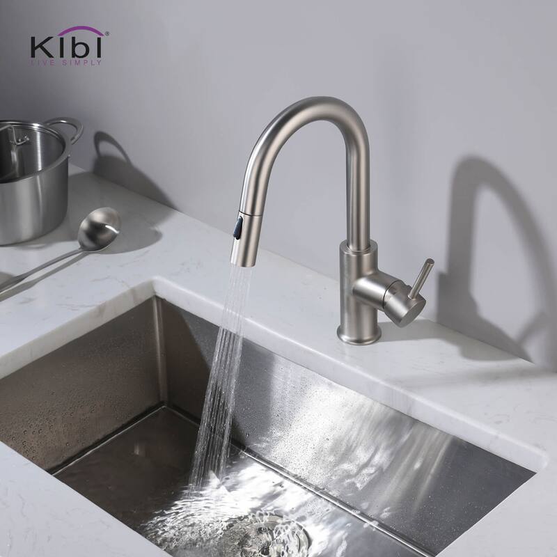 Single-Hole Pull-Down Kitchen Faucet with Sprayer and Magnetic Docking