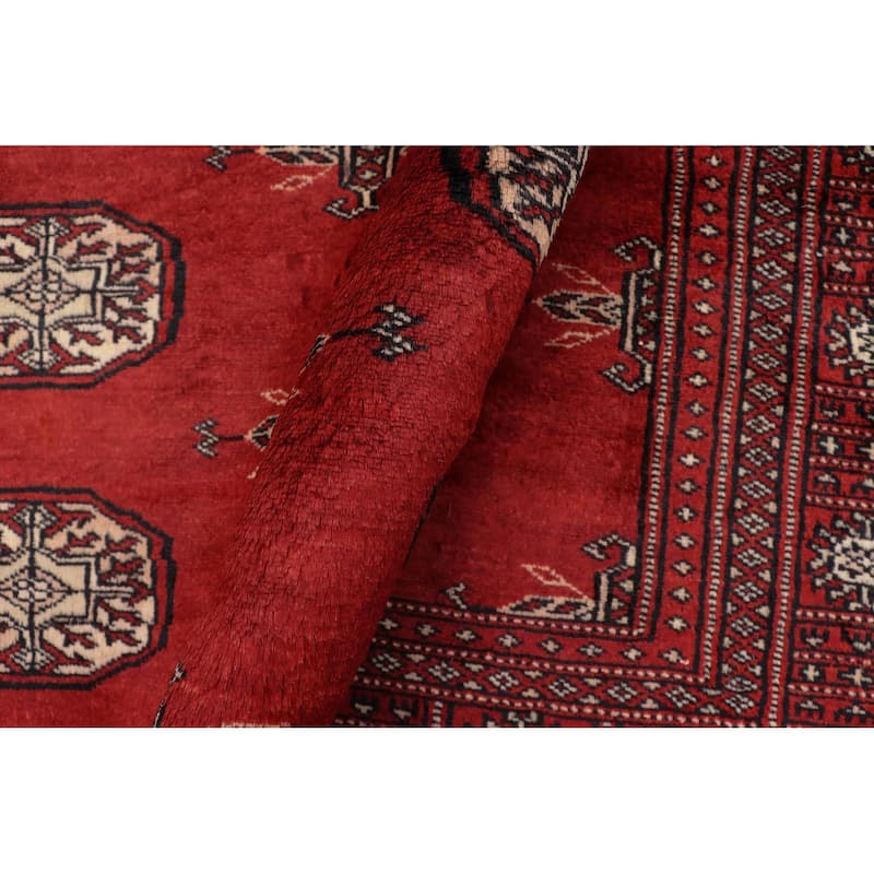 Rustic Bokhara Beckham Red Beige Hand Knotted Rug - 4'0'' x 6'4''