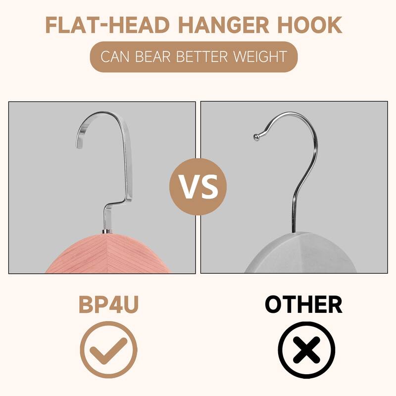 BP4U Premium Wide Shoulder Wooden Suit Hangers, Heavy-Duty Non-Slip Solid Wood Coat Hangers with Locking Bar