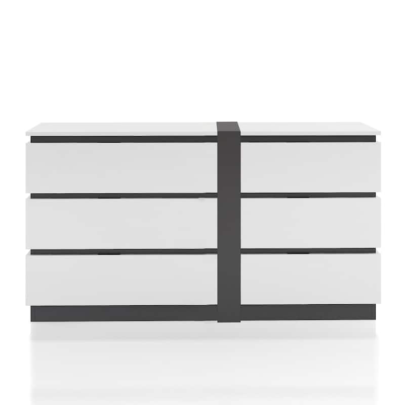 Furniture of America Conjira Modern 3-Piece White Wood Dresser and 2 Nightstand Bedroom Set