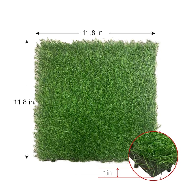 NOVO 4 PINS Grass Deck Tiles 11.18"x11.18" Acacia(30 Pack)