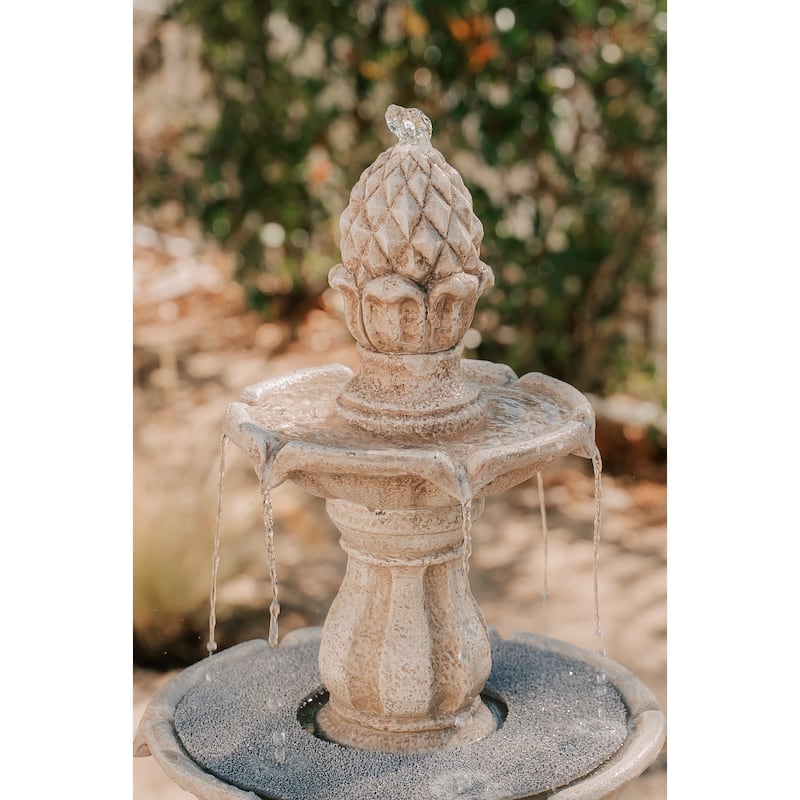 XBrand 51"H Fiber Resin Beige 3-Tier Freestanding Waterfall Fountain