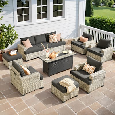 OVIOS 10 Pieces T shaped Seat Wide Armrest Set With Fire Pit